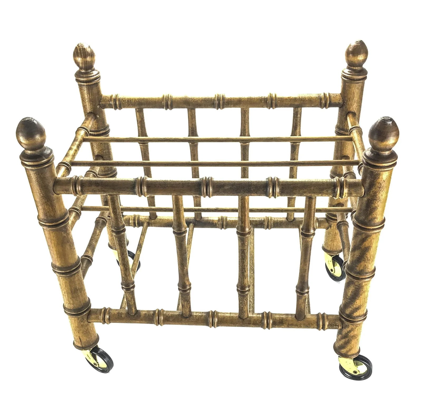 Vintage 1970's Faux Bamboo Canterbury Magazine Rack - 5