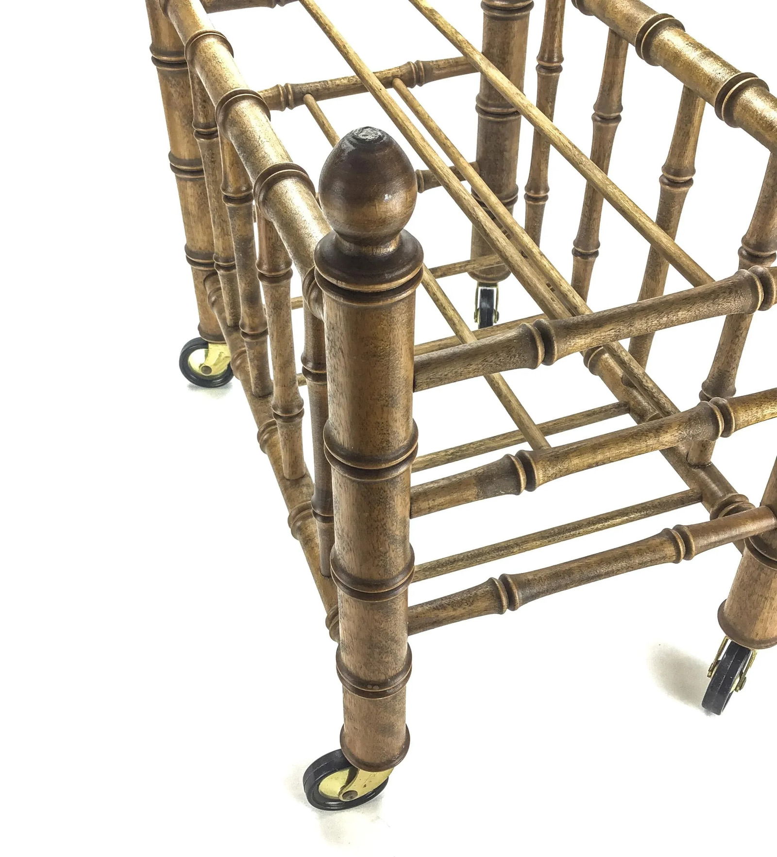 Vintage 1970's Faux Bamboo Canterbury Magazine Rack - 8