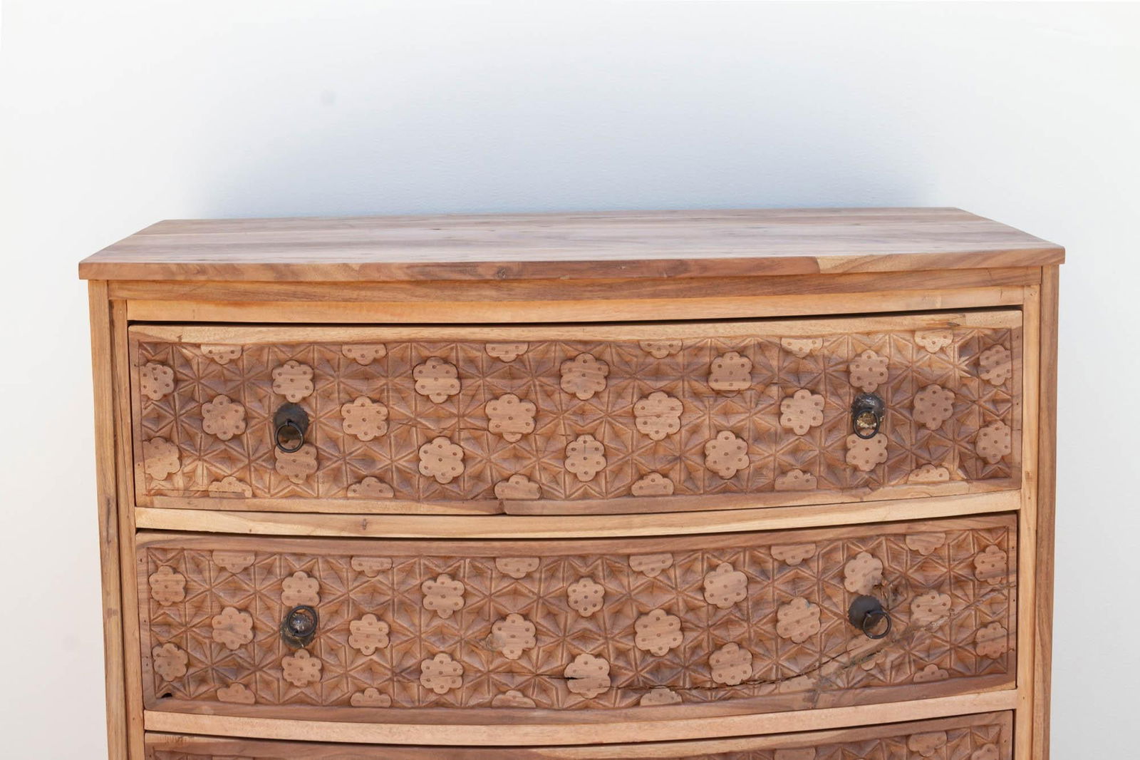 Handsome Reclaimed Teak Carved Bow Dresser - 6