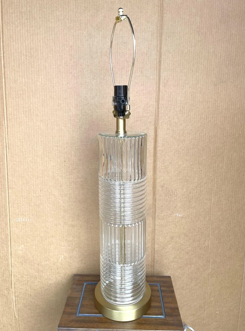 Stiffel Ribbed Glass Cylinder Table Lamp - 2
