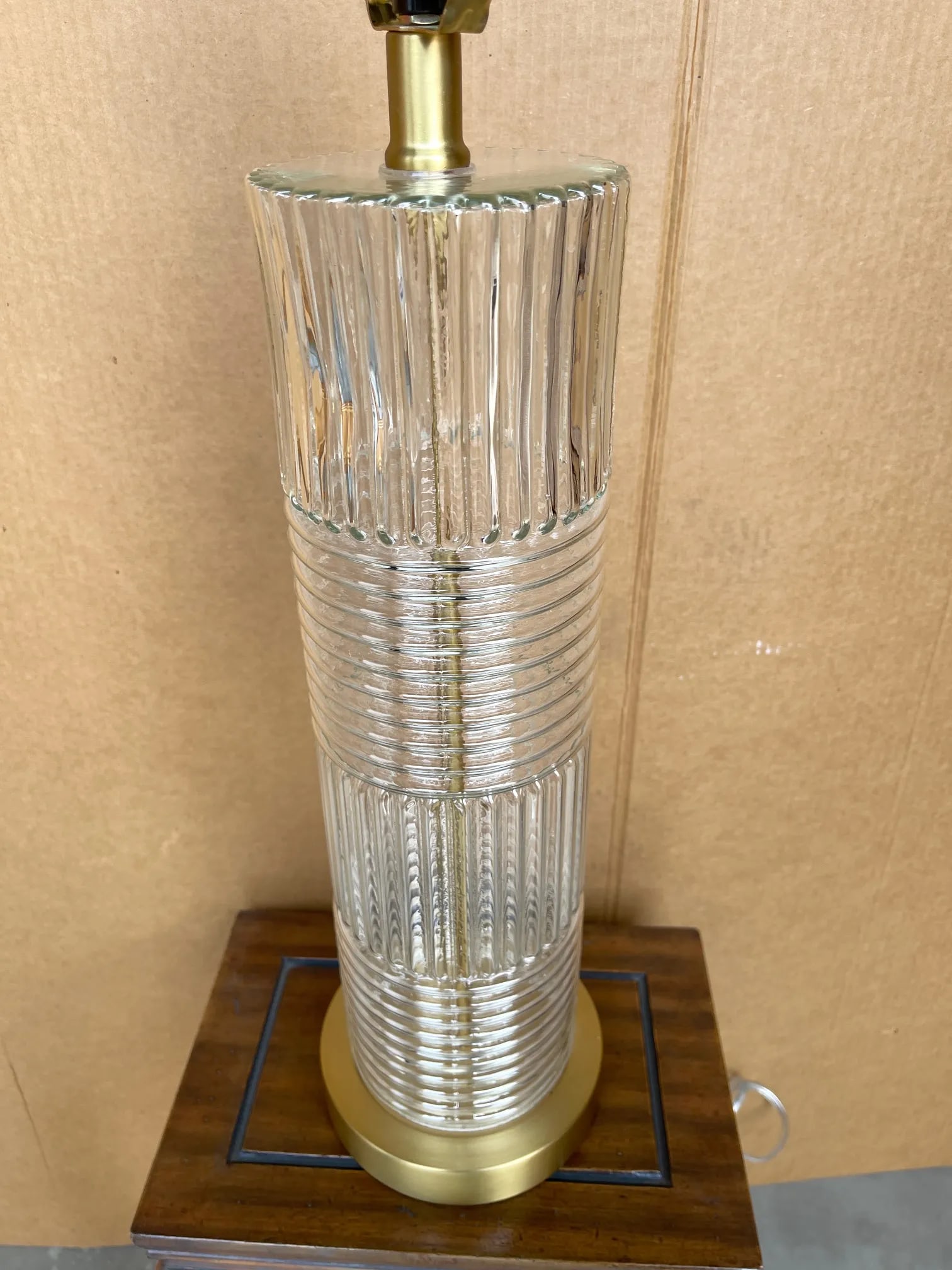 Stiffel Ribbed Glass Cylinder Table Lamp - 6