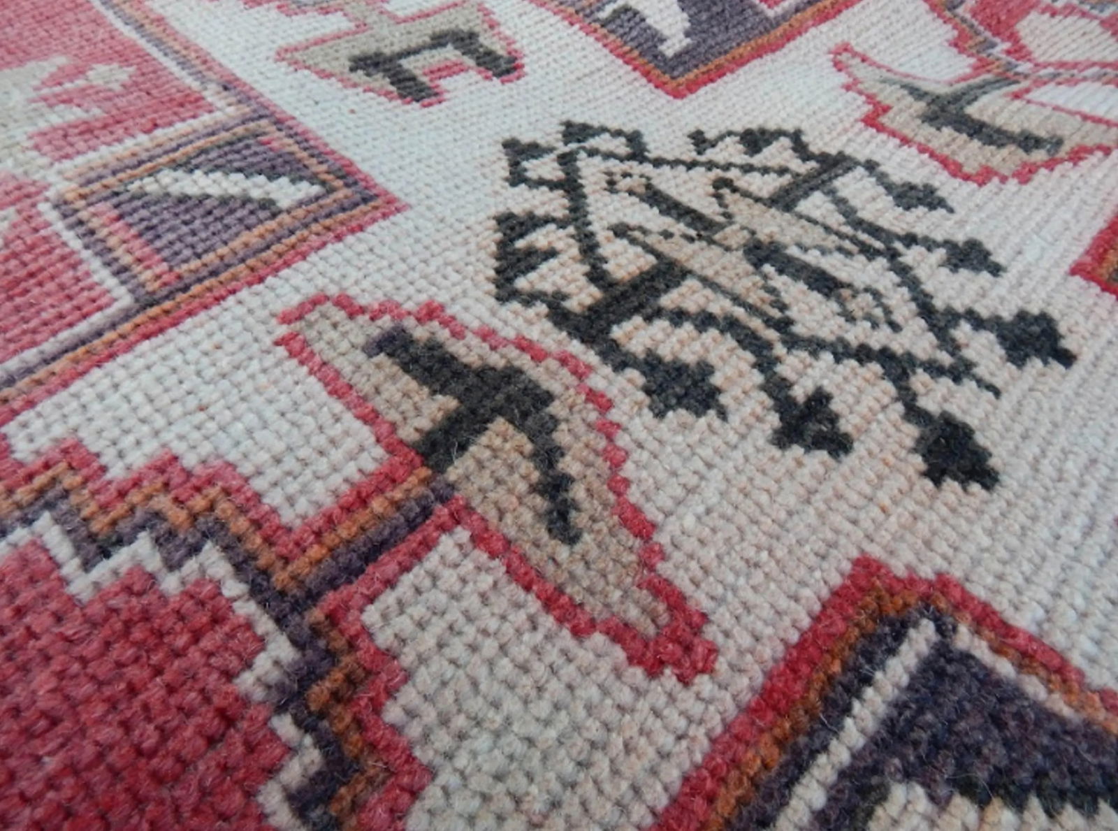 Vintage 1950s Turkish Anatolian Geometric Pastel Wool Wide Runner Oushak Rug 3"²9"³ × - 10