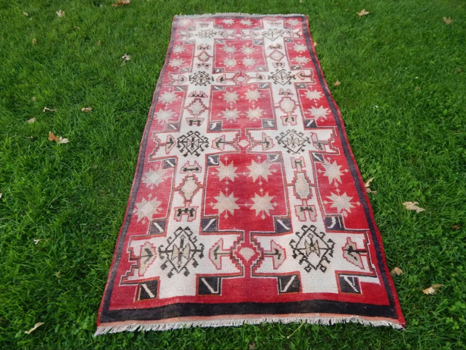 Vintage 1950s Turkish Anatolian Geometric Pastel Wool Wide Runner Oushak Rug 3"²9"³ × - 13