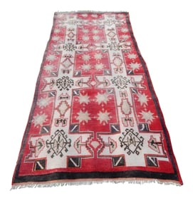 Vintage 1950s Turkish Anatolian Geometric Pastel Wool Wide Runner Oushak Rug 3"²9"³ ×