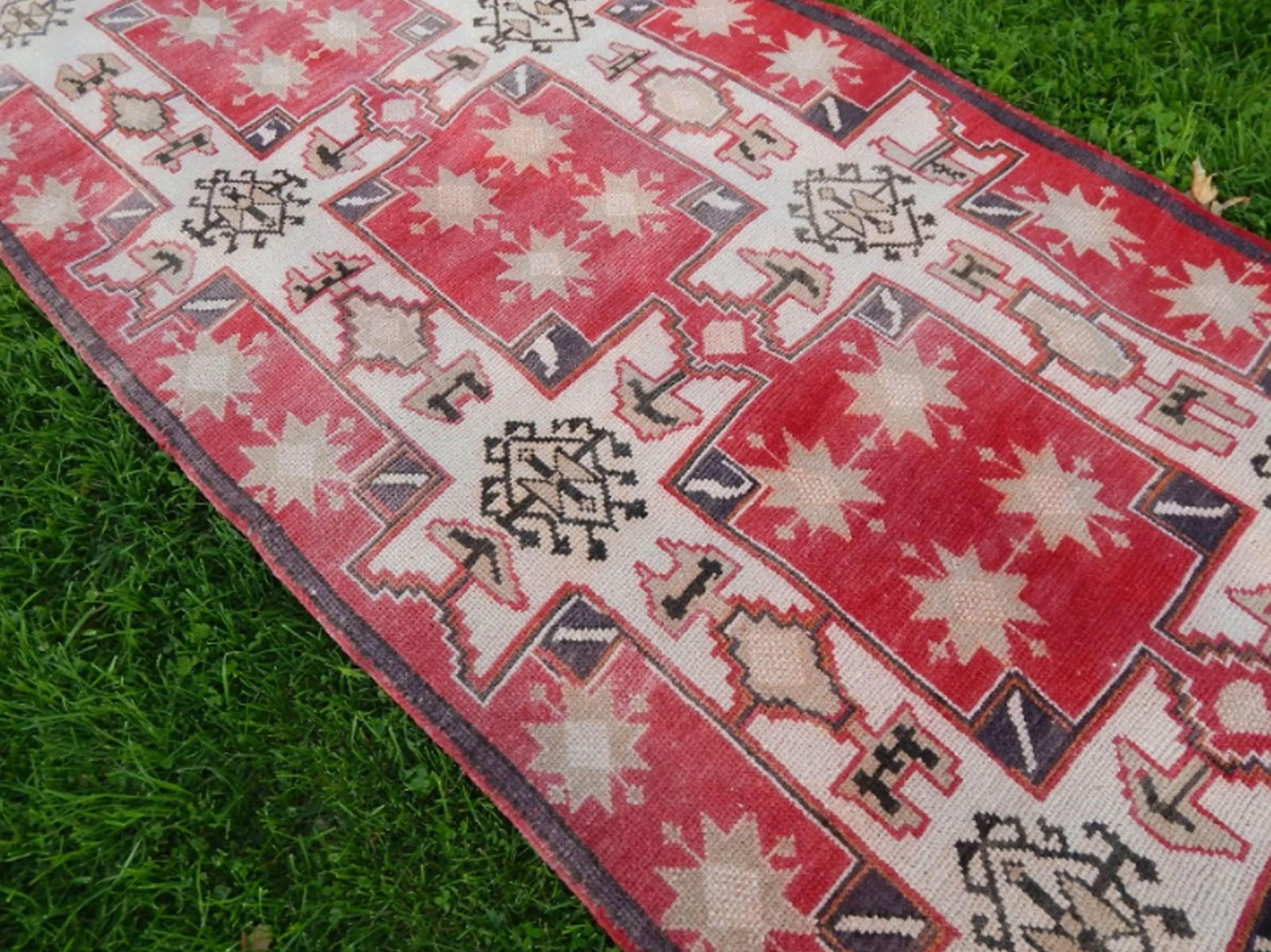 Vintage 1950s Turkish Anatolian Geometric Pastel Wool Wide Runner Oushak Rug 3"²9"³ × - 5
