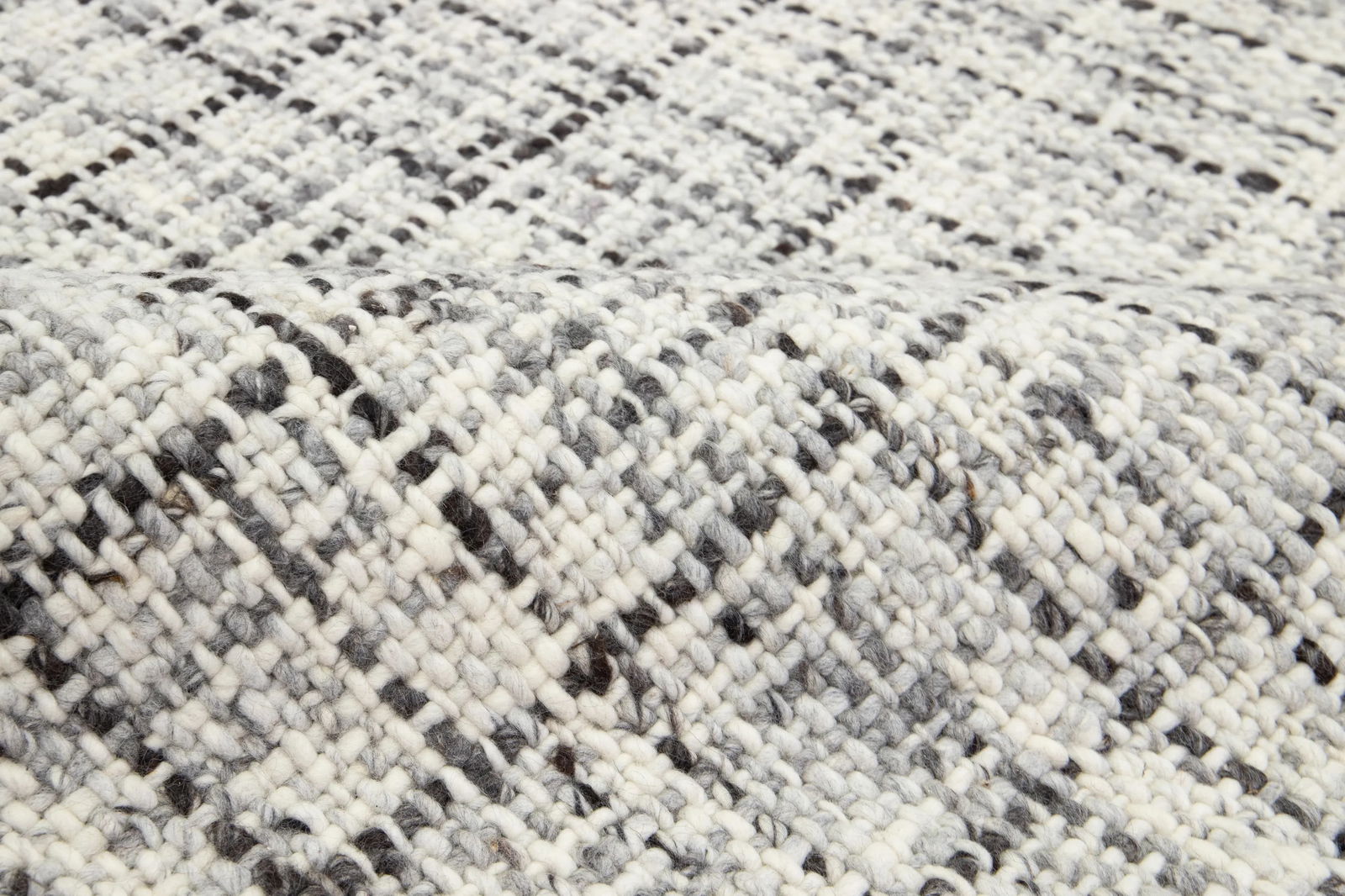Ivory and Gray Contemporary Felted Handmade Wool Rug by Apadana - 10