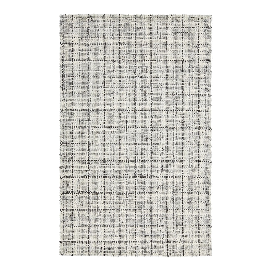 Ivory and Gray Contemporary Felted Handmade Wool Rug by Apadana: This beautiful Felt hand-woven wool rug is part of our Westport Collection. It has an Ivory color field and a brown and gray all-over geometric design. This rug measures 5' x 8'. Custom colors and