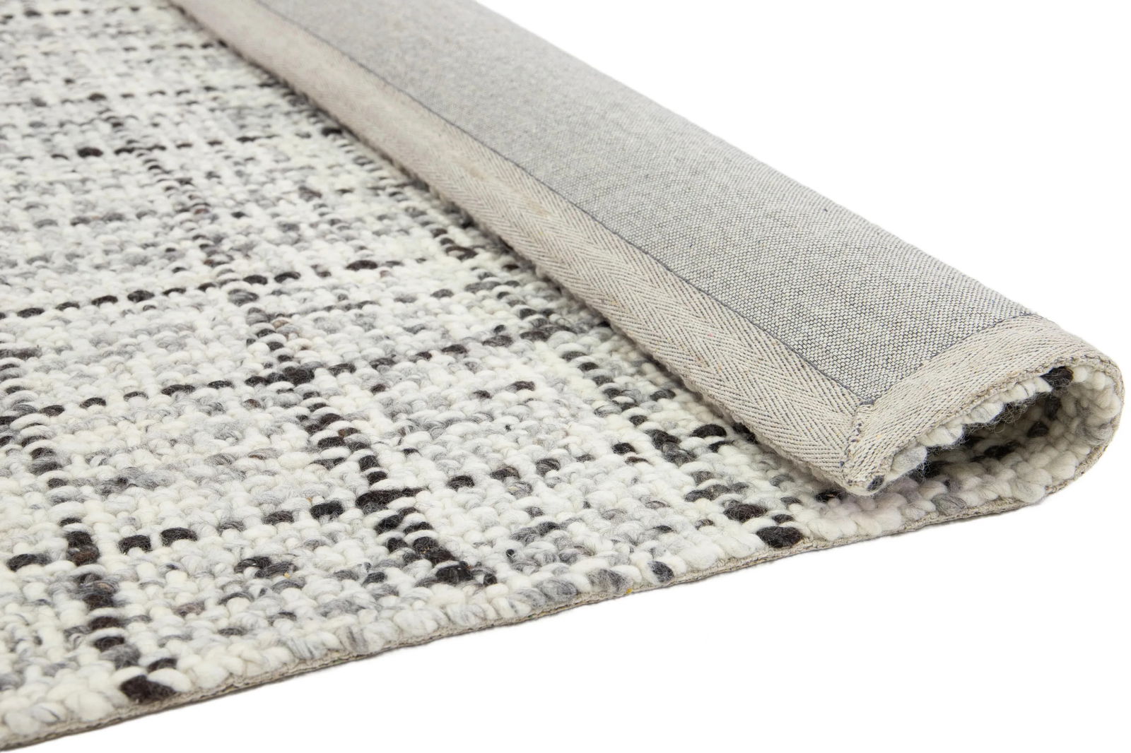 Ivory and Gray Contemporary Felted Handmade Wool Rug by Apadana - 3