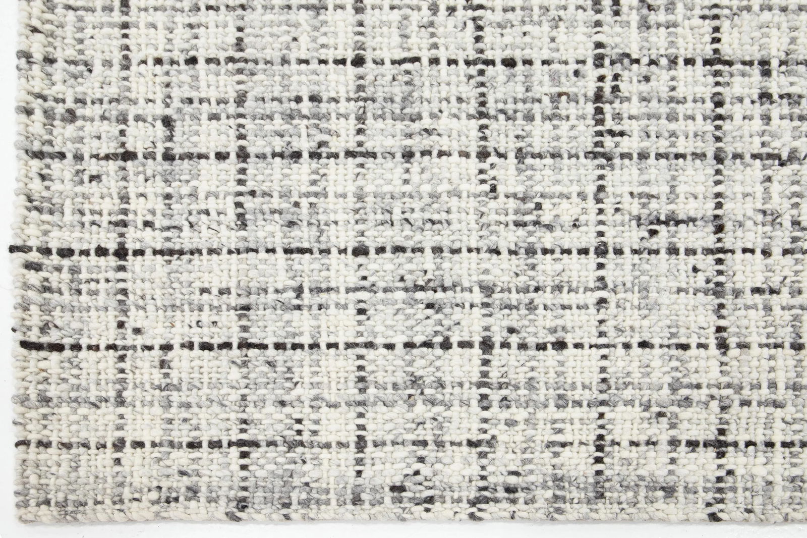 Ivory and Gray Contemporary Felted Handmade Wool Rug by Apadana - 7