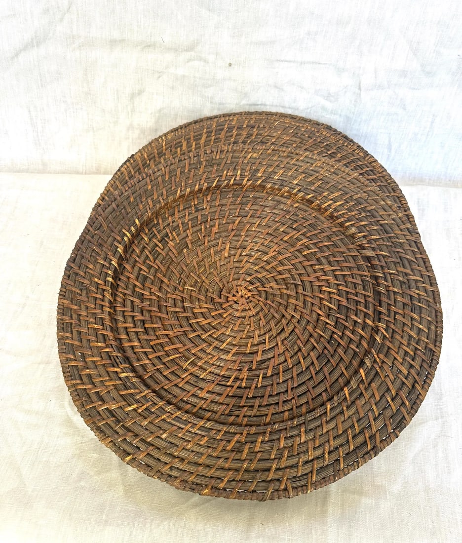 Set of 4 Woven Rattan Plate Chargers - 4