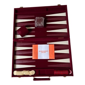 Vintage Burgundy Velvet Backgammon Game Board Carrying Case