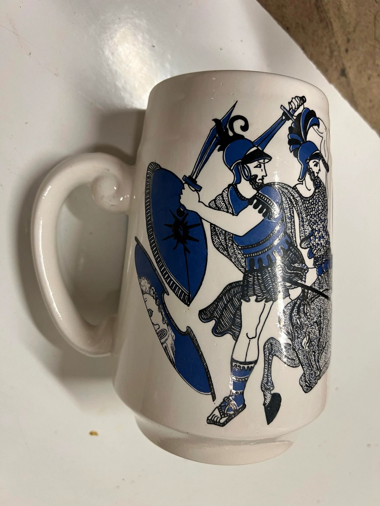 Vintage Greek Stein, Stavropoulos Pottery, Mug With Medieval Knights - 2