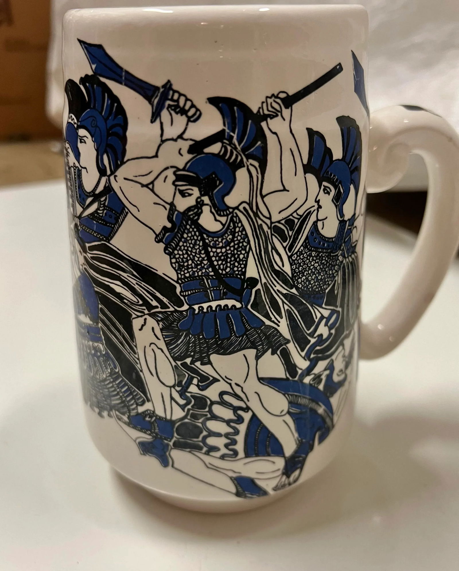 Vintage Greek Stein, Stavropoulos Pottery, Mug With Medieval Knights - 3