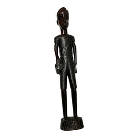 Vintage African Ironwood Statue of a Tribal Man