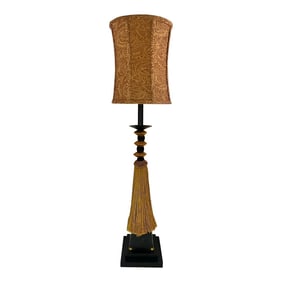 Vintage Tyndale Art Deco Style Tassel Column Table Lamp