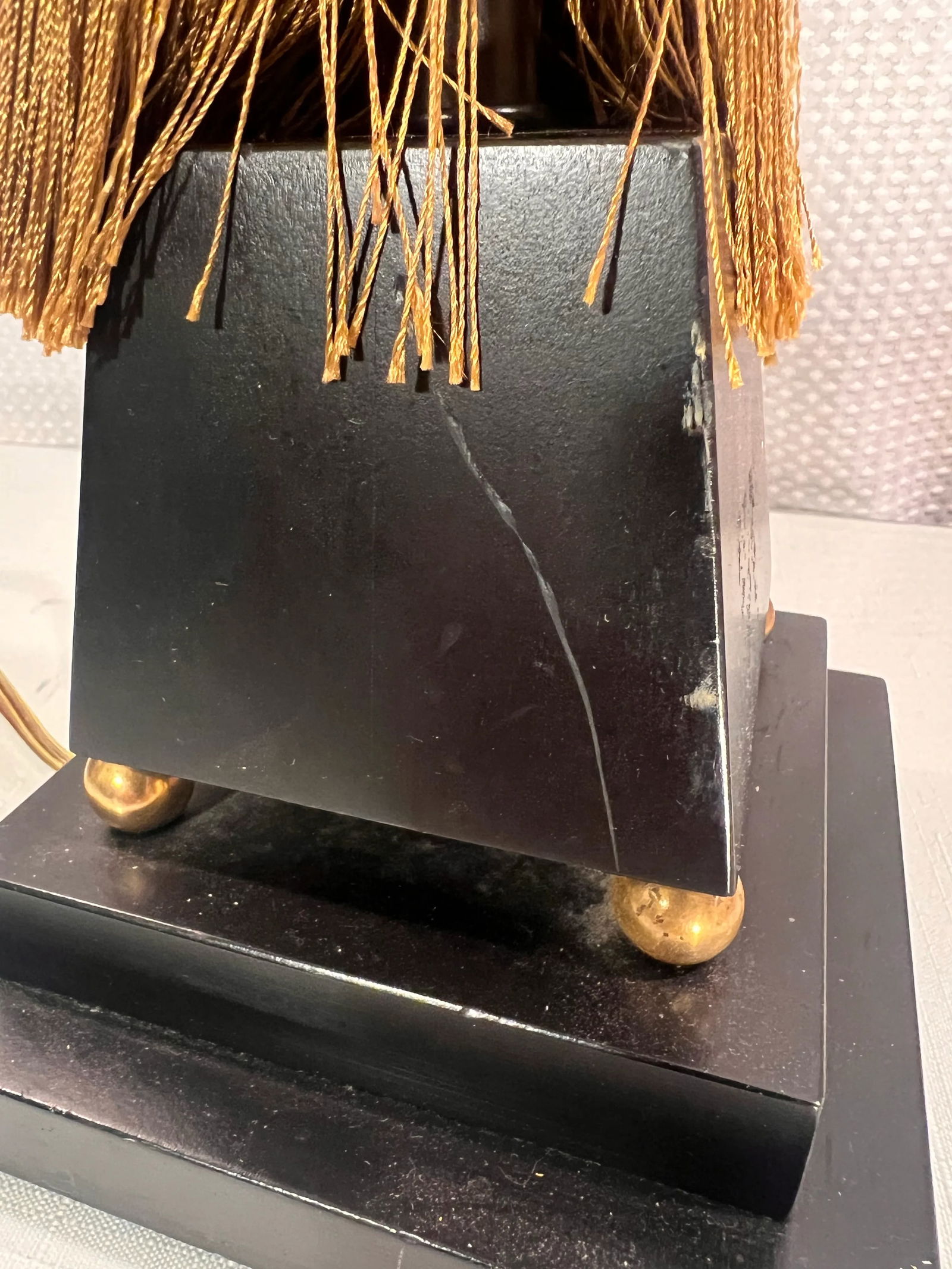 Vintage Tyndale Art Deco Style Tassel Column Table Lamp - 9