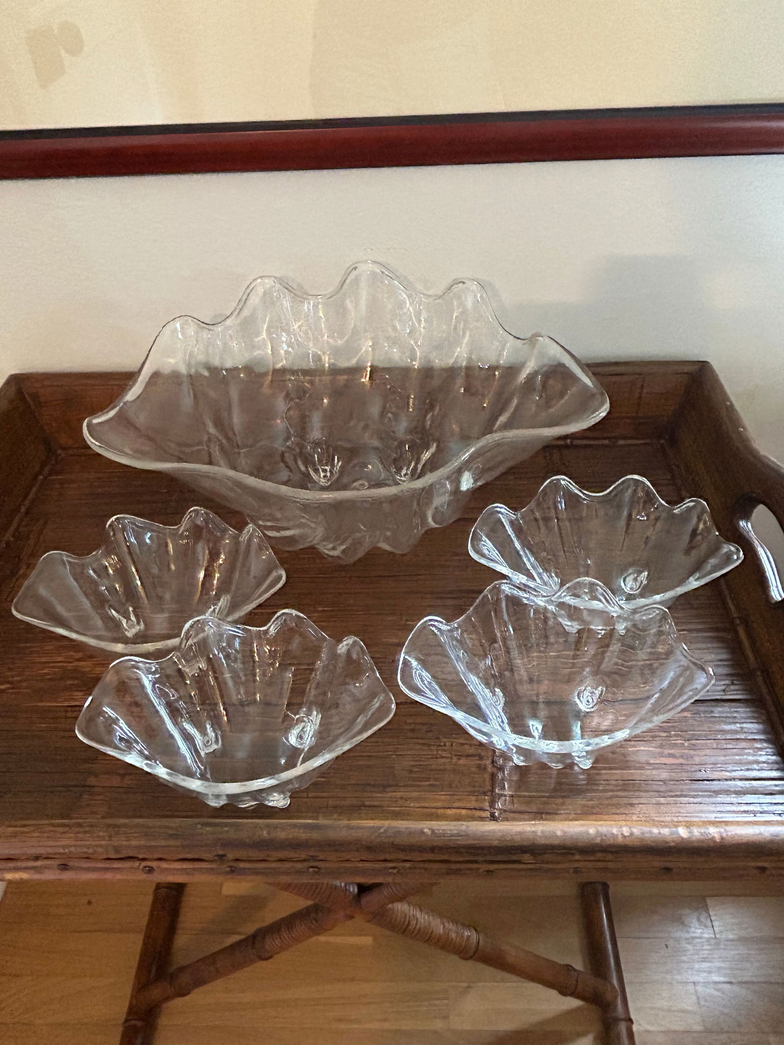 Vintage Acrylic or Lucite Clamshell Serving Set - 5 Pieces - 2