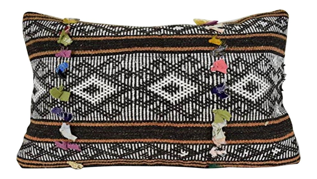 Handmade Turkish Ethic Oblong Pillow Cover, Lumbar Pillow Cover 16'' X 24'' (40 X 60 Cm): This handwoven kilim pillow is made from Anatolia and Middleast Kilim fragments. Each of our kilim pillow cover is cut from an old kilim. â— 16'' x24'' (40 x 60 Cm) â— Back part