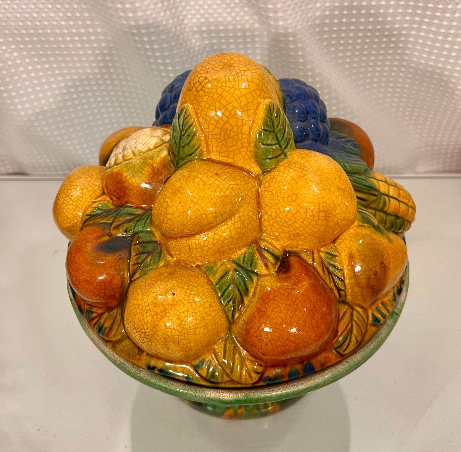 Vintage Majolica Style Fruit Stacked Lidded Bowl / Catchall Decor - 5