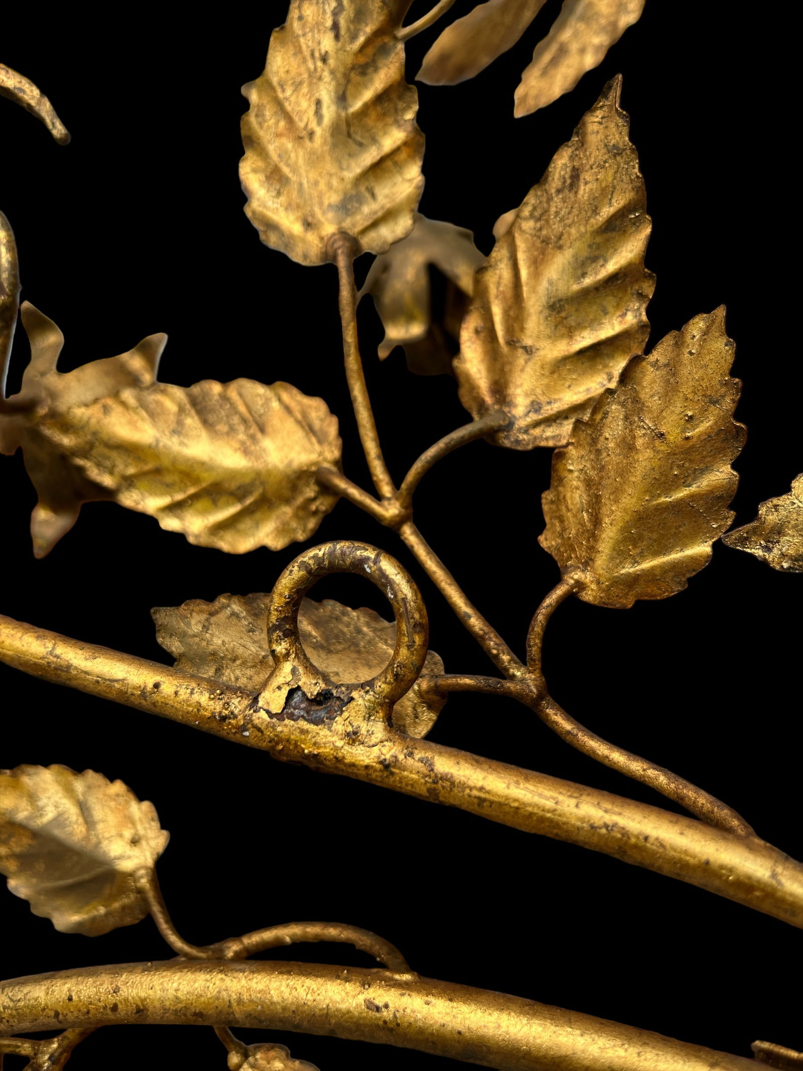 Large 1950s Italian Hans Kögl Gilded Brass Tole Rose Bouquet Spray Wall Sculpture - 9