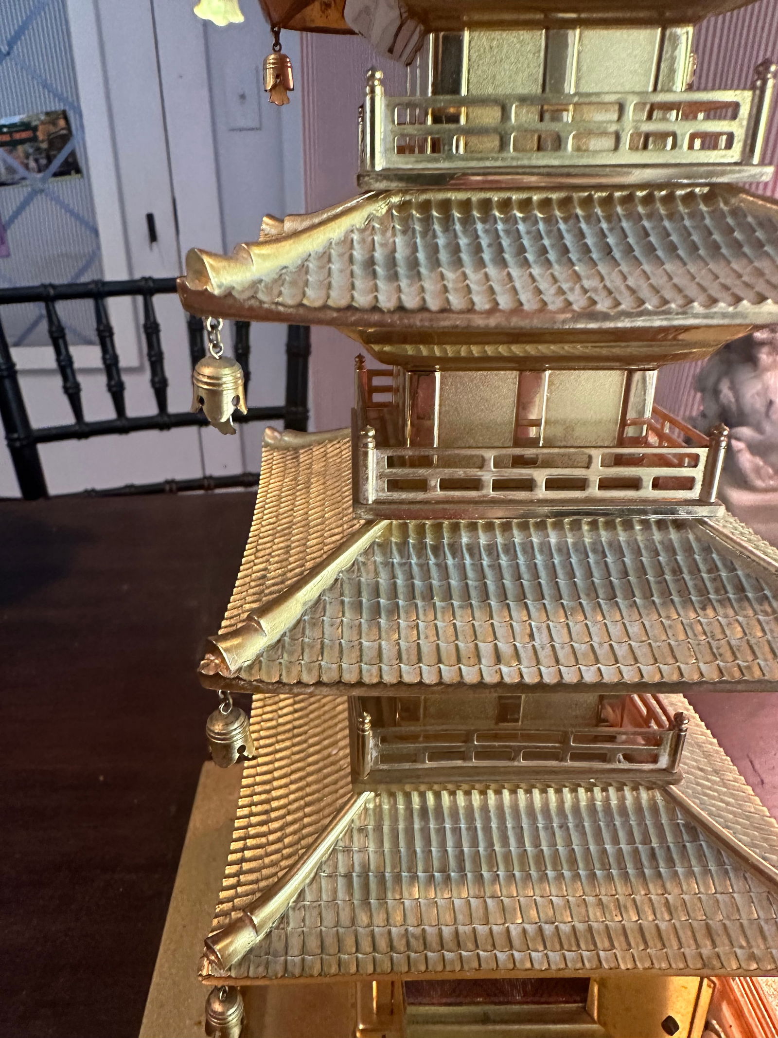 1980s Japanese Gold or Gilt Metal Pagoda - 4