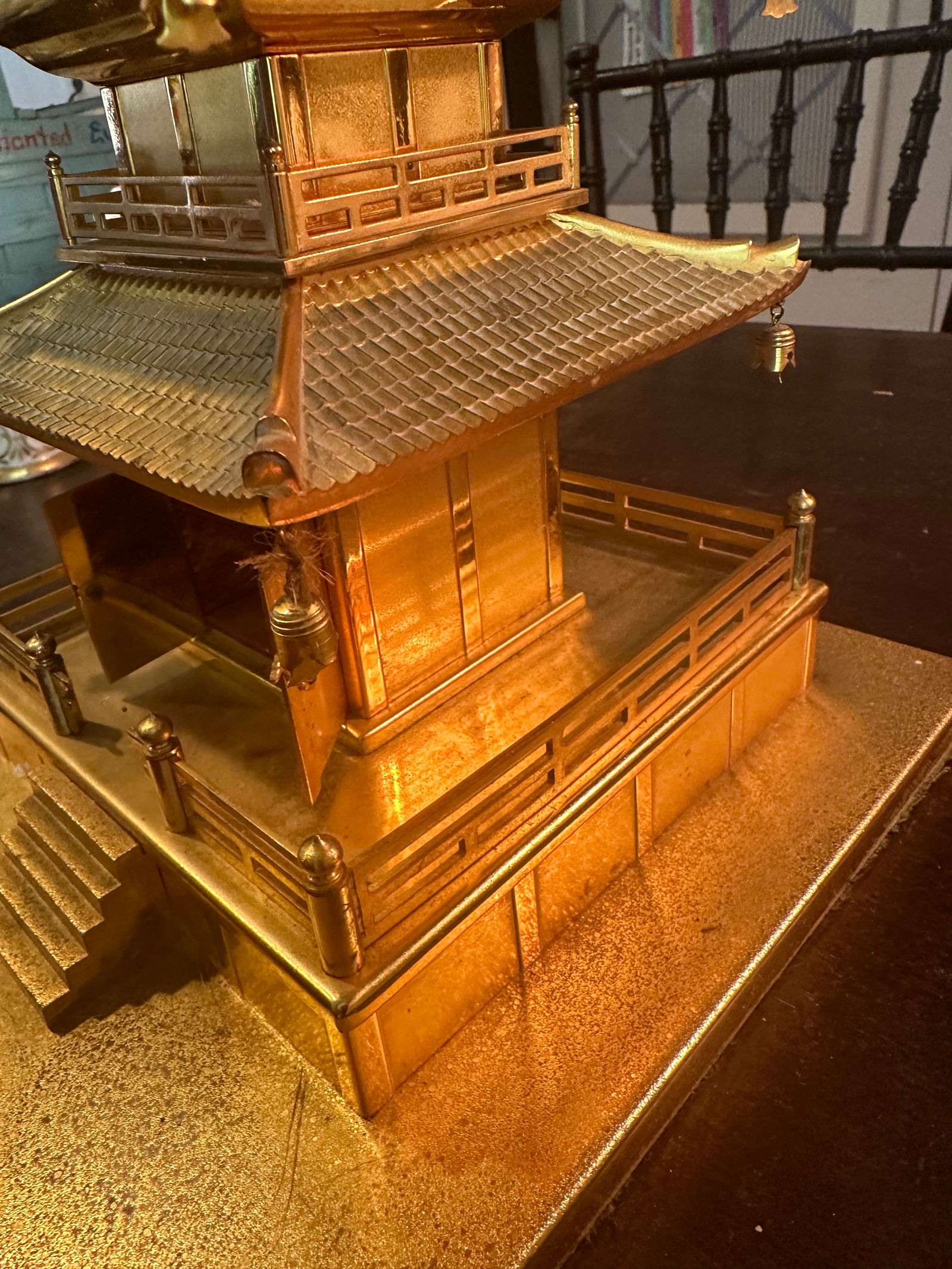 1980s Japanese Gold or Gilt Metal Pagoda - 8