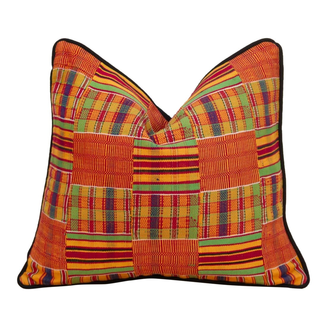 Adowa Vintage African Kente Pillow Cover: Add a pop of color and history to your home with a touch of African artistry with this captivating vintage kente pillow. Hand-woven by the Asante people of Ghana, the pillow features a vibrant geometr