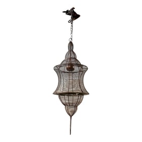 Vintage Antique Bronze-Copper Finish Wire Cage Pendant Light