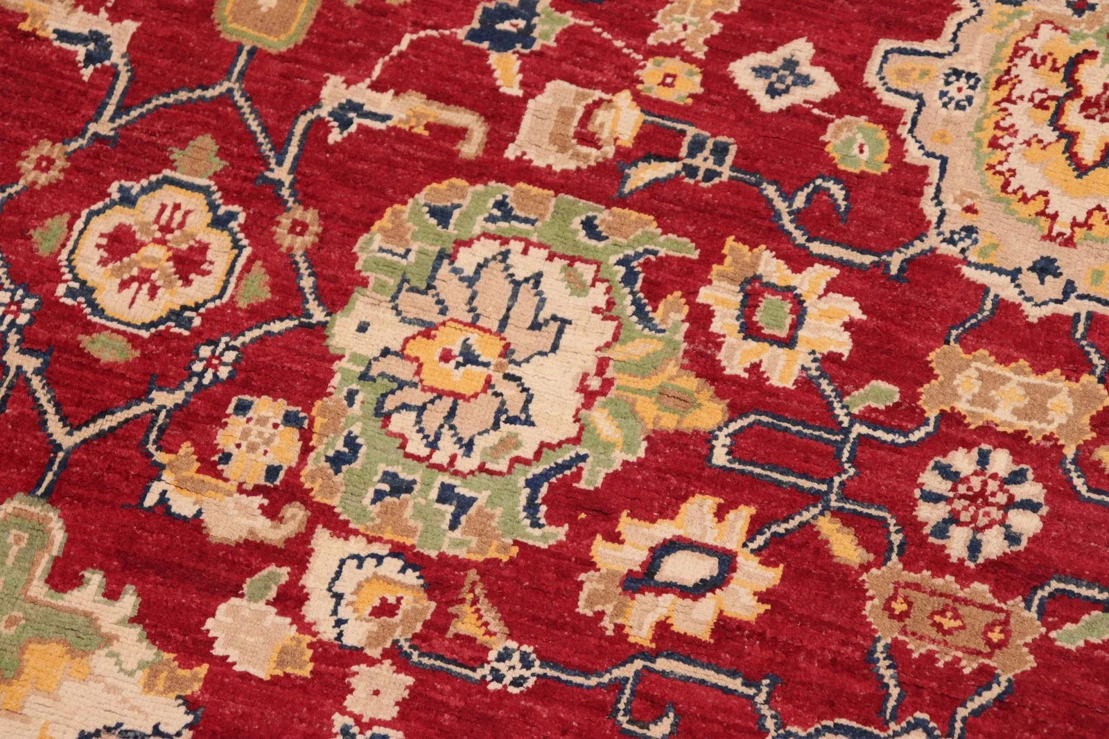 Oriental Ziegler Red Blue Hand-Knotted Wool Rug - 6'1'' X 8'11'' - 5