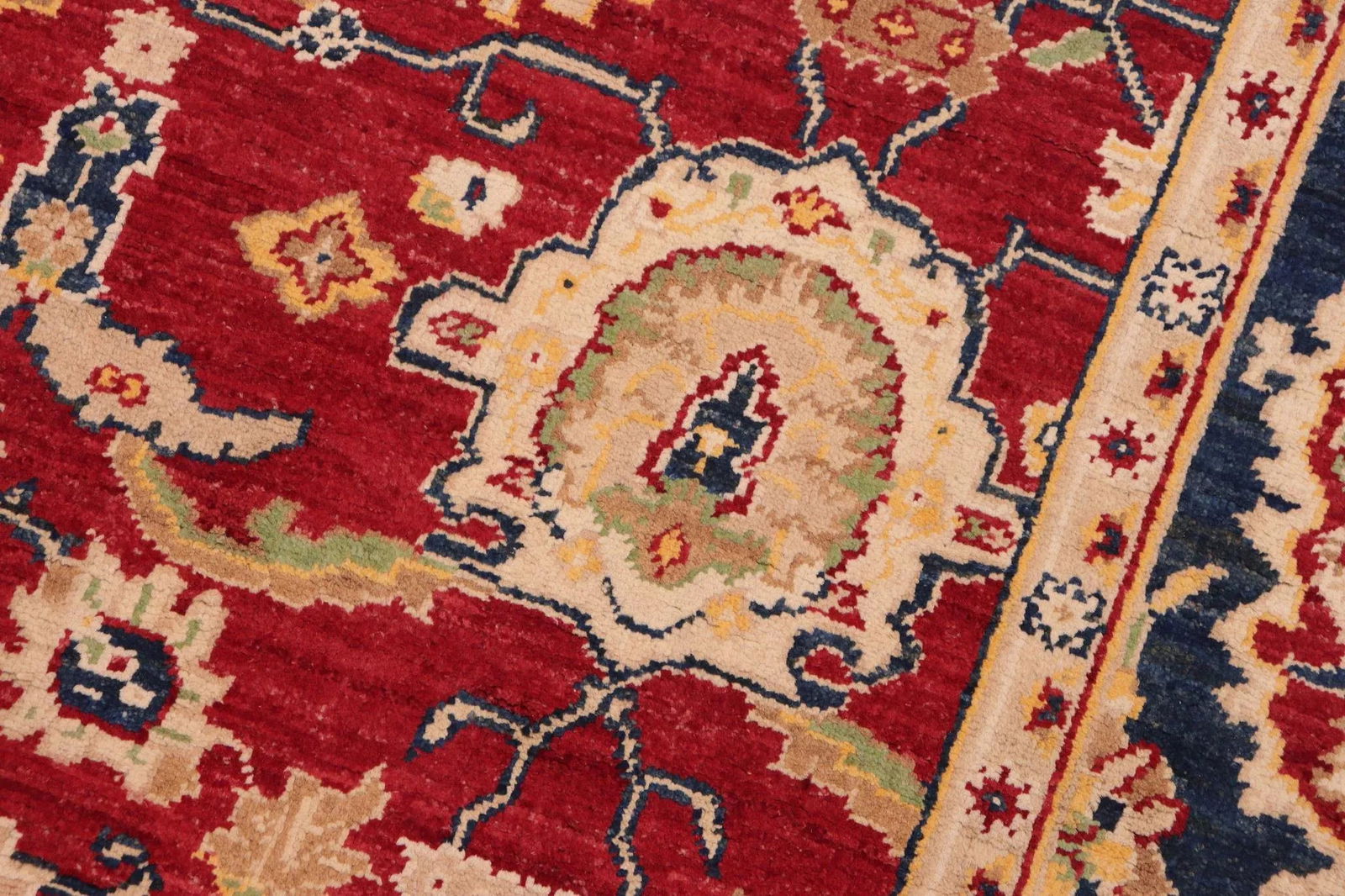 Oriental Ziegler Red Blue Hand-Knotted Wool Rug - 6'1'' X 8'11'' - 6