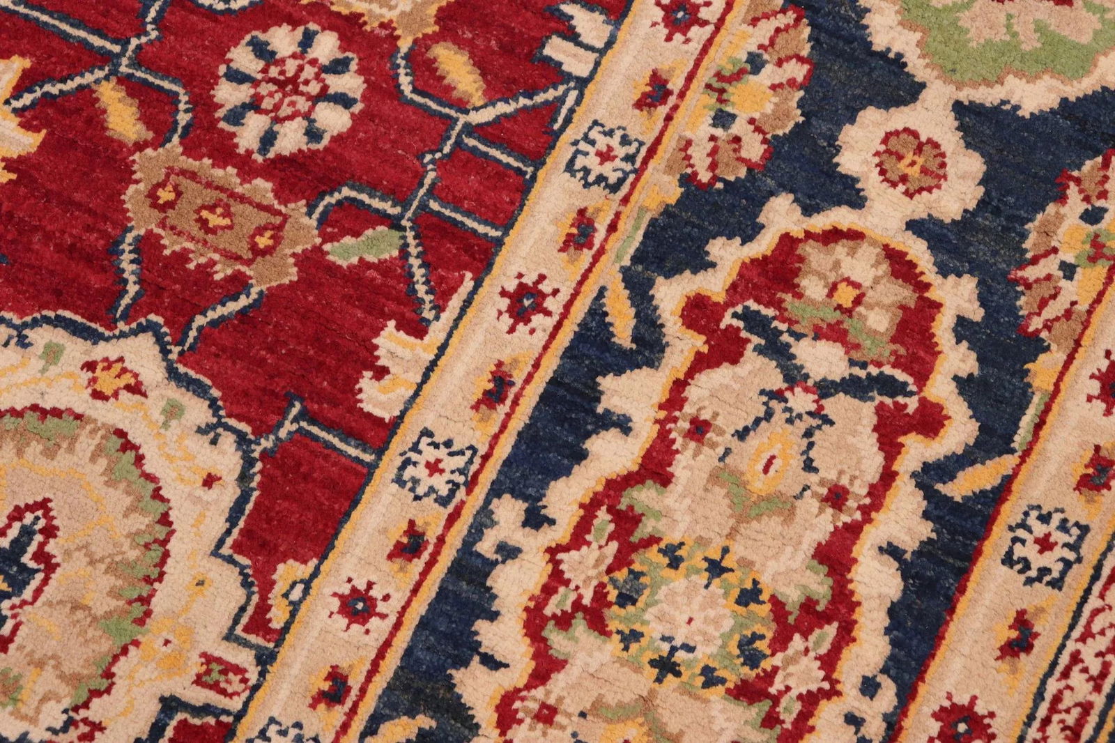 Oriental Ziegler Red Blue Hand-Knotted Wool Rug - 6'1'' X 8'11'' - 7