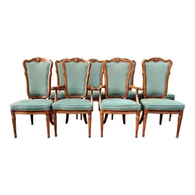 1980s White Furniture Co. Green Dining Chairs - Set of 8