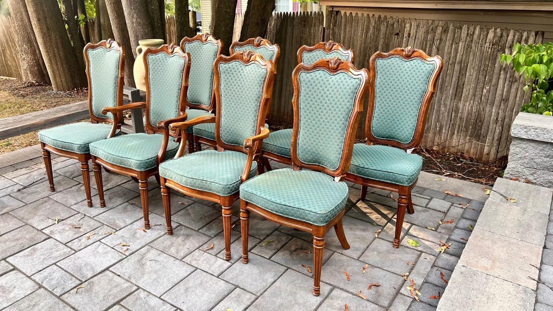 1980s White Furniture Co. Green Dining Chairs - Set of 8 - 3