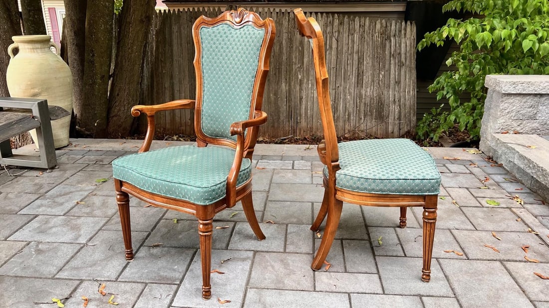 1980s White Furniture Co. Green Dining Chairs - Set of 8 - 5