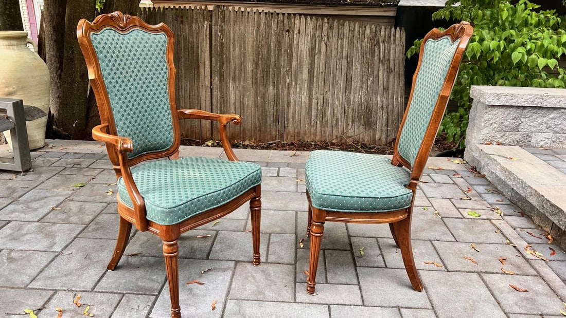1980s White Furniture Co. Green Dining Chairs - Set of 8 - 6