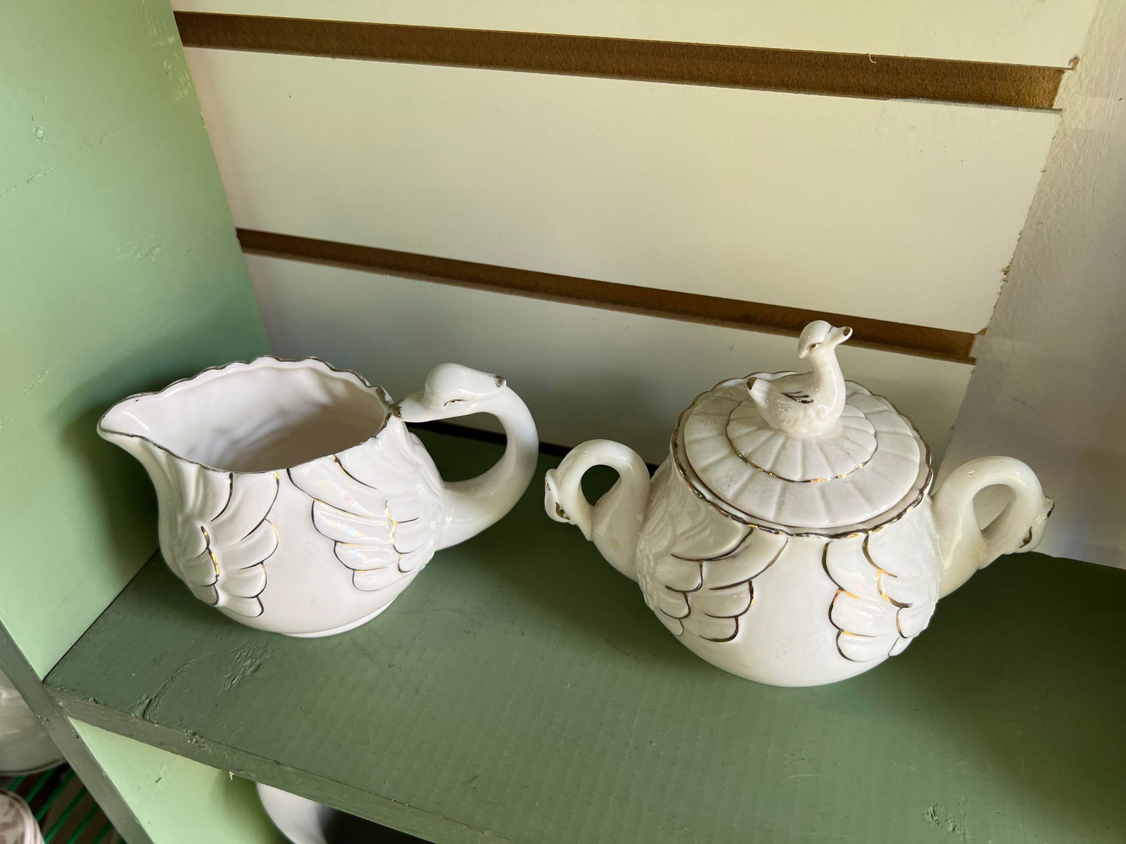 Vintage Swan Creamer and Lidded Sugar Set - 2