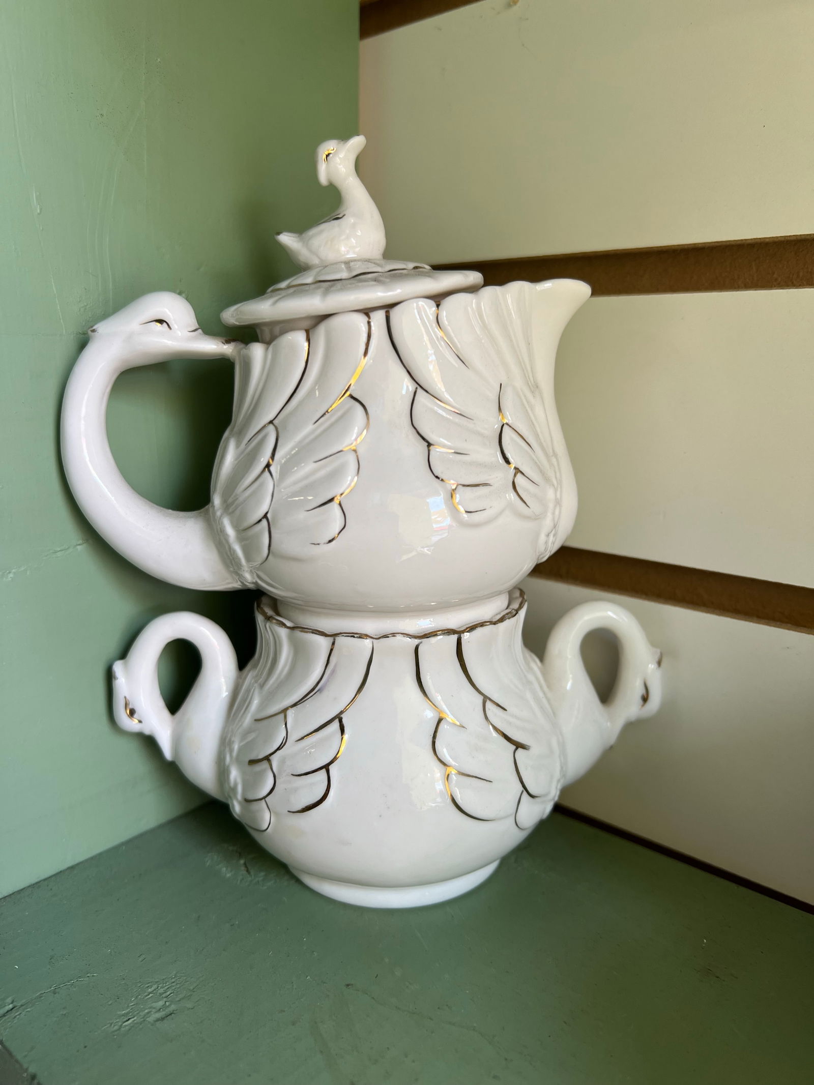 Vintage Swan Creamer and Lidded Sugar Set - 4