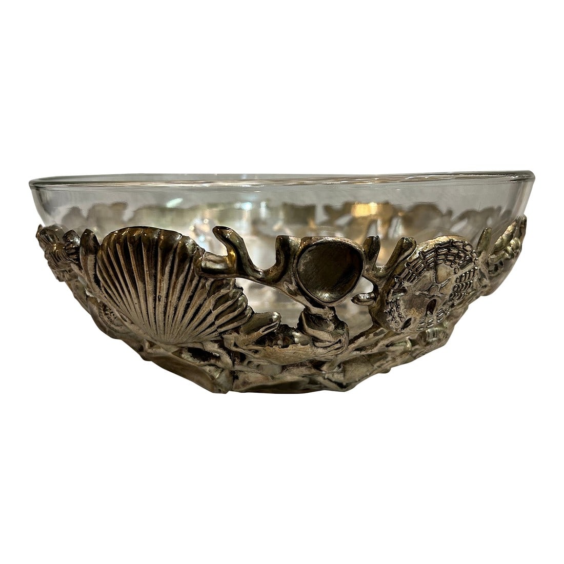 1990's Silver Plate Sea Life Serving Bowl With Glass Liner by Godinger (1 of 10)