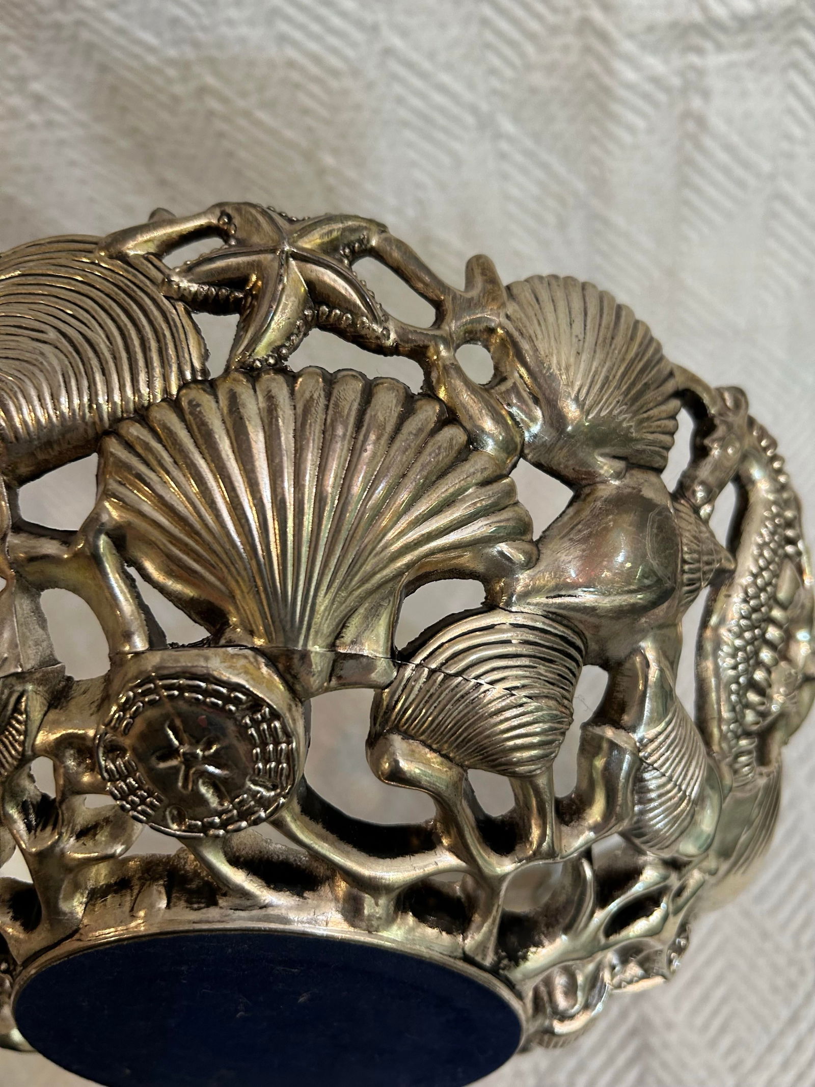 1990's Silver Plate Sea Life Serving Bowl With Glass Liner by Godinger - 6