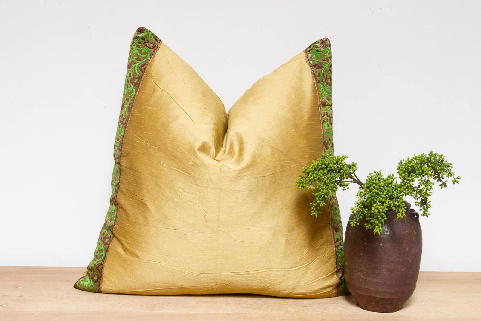 Arabian Gold Festive Silk Euro Pillow Cover - 2