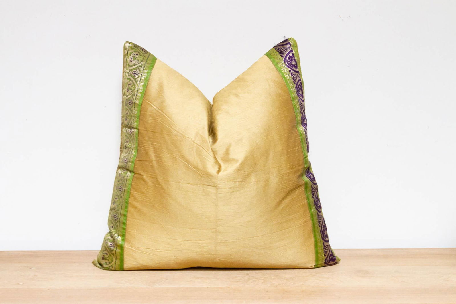 Golden Apricot Festive Silk Euro Pillow Cover - 3