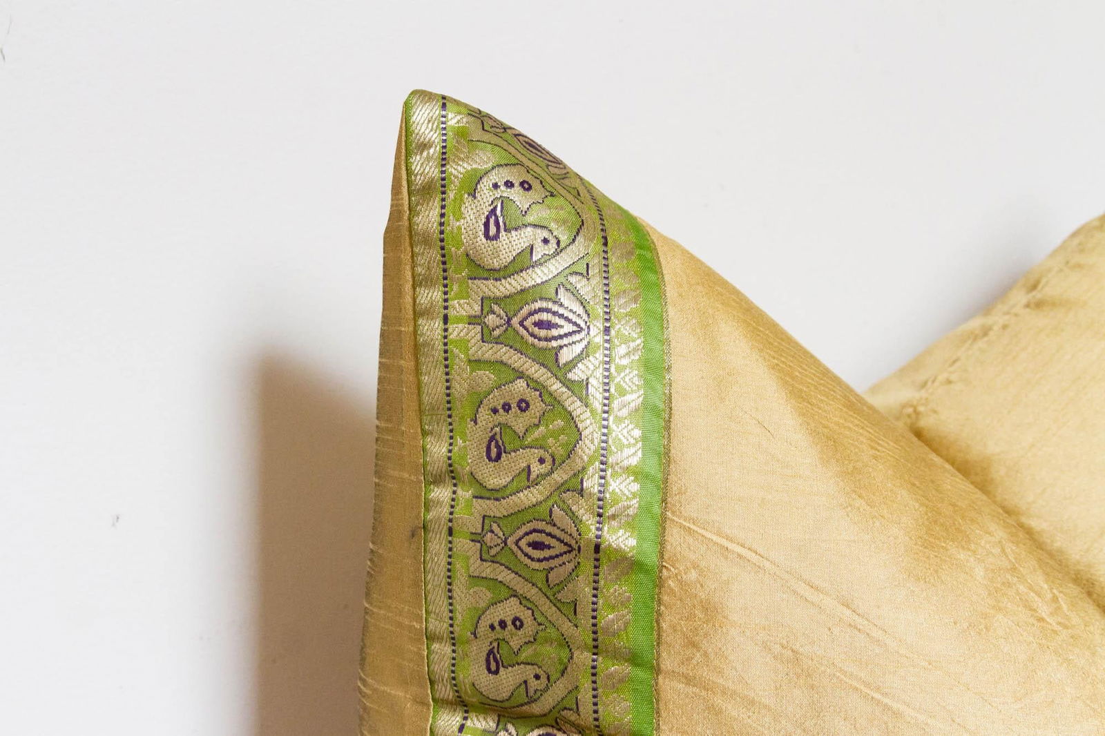 Golden Apricot Festive Silk Euro Pillow Cover - 5