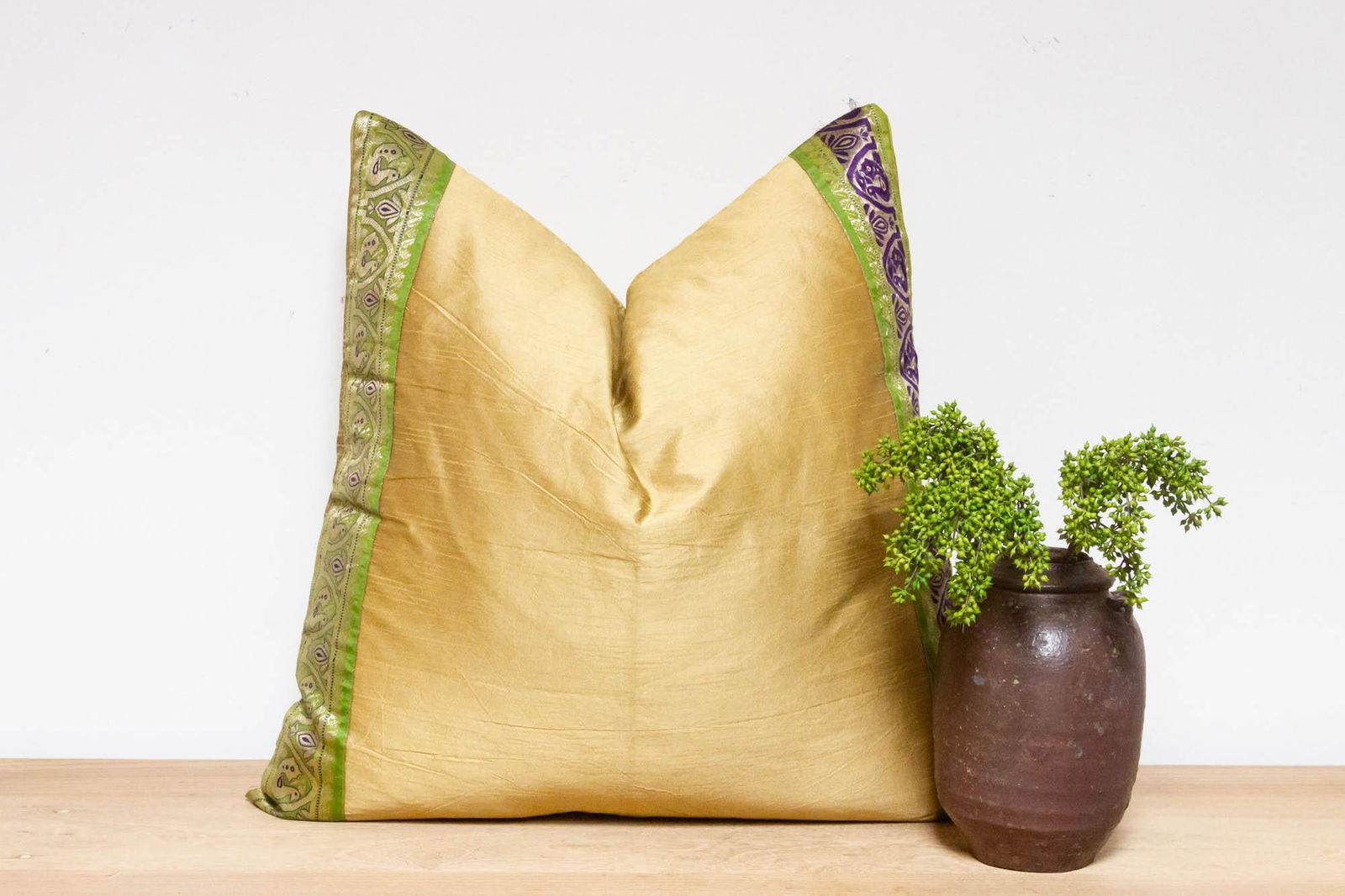 Golden Apricot Festive Silk Euro Pillow Cover - 7