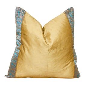 Gold Tan Festive Silk Euro Pillow Cover