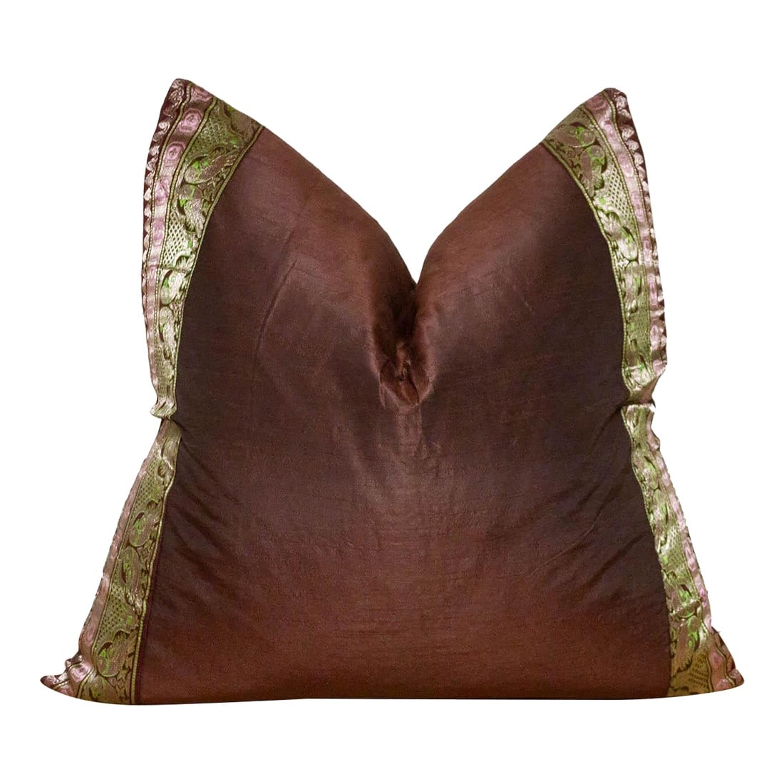 Ancient Copper Festive Silk Euro Pillow Cover: This brilliant silk euro pillow is a luxurious addition to any living room. Made out of silk with intricate borders of this jewel-toned pillow are made with a one-of-a-kind antique lacing. Pillow