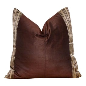 Coffee Brown Festive Silk Euro Pillow Cover