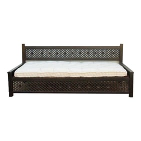 8 Ft Long Onyx Floral Carved Daybed