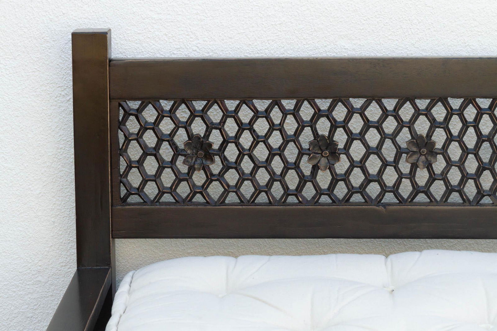 8 Ft Long Onyx Floral Carved Daybed - 4