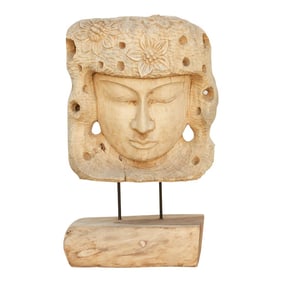 Large Carved Wooden Buddha Statue