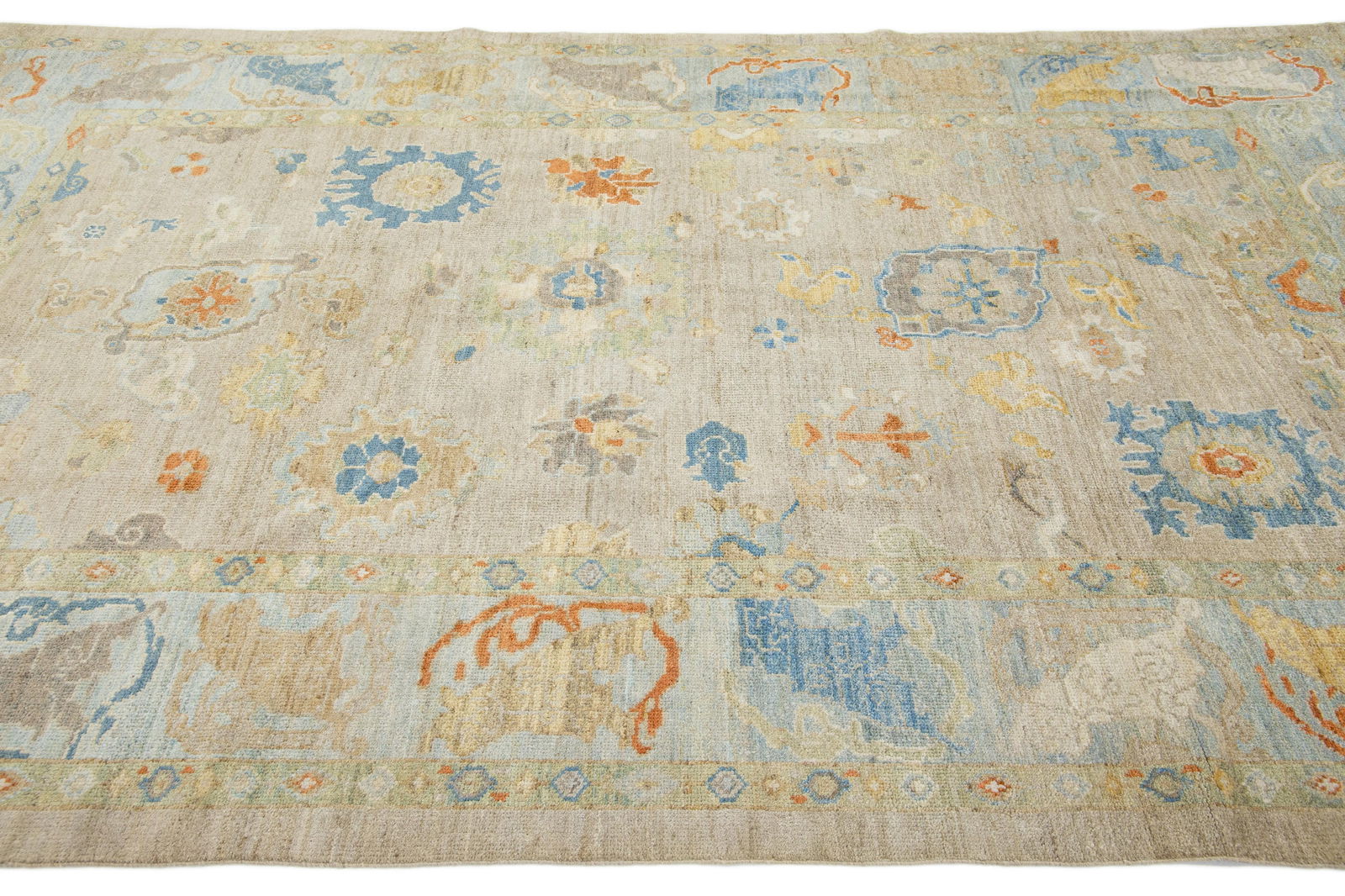 Apadana's Contemporary Light Brown Sultanabad Wool Rug With Allover Design - 5